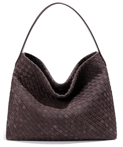 Woven Suede Shoulder Hobo Bag