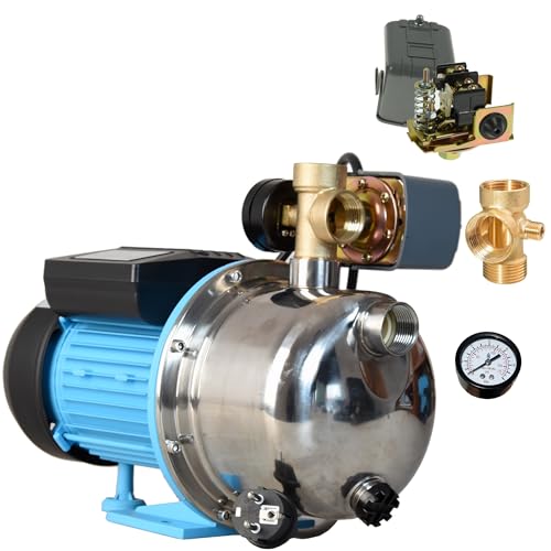 Wasserpumpe JS 1100 - Hydrophorpumpe Gartenpumpe 3600l/h 1100W Förderhöhe 50m - Edelstahl INOX - mit Manometer Druckschalter 5-Wege Verteiler - Hauswasserwerk - für Brauchwasserversorgung Bewässerung Wasserpumpe JS 1100 - Hydrophorpumpe Gartenpumpe 3600l/h 1100W Förderhöhe 50m - Edelstahl INOX - mit Manometer Druckschalter 5-Wege Verteiler - Hauswasserwerk - für Brauchwasserversorgung Bewässerung