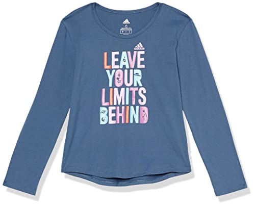 adidas Girls' Long Sleeve Cotton Scoop Neck Graphic T-Shirt