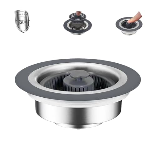 Colador para fregadero de cocina, acero inoxidable 3 en 1