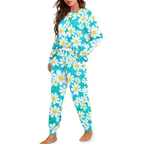 Image of Women's Pajamas Set Soft 2 Piece Loungewear Long Sleeve Pj Set Matching Sleepwear with Pockets for Women Plus Size