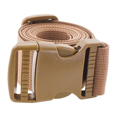 Image of Mandala Crafts Khaki Adjustable Buckle Straps Belts for Bags Luggage, 4 PCs | 65 inch Nylon Webbing, 1.5 inch Quick Side Release Clips, for Utility Use, Packing, Suitcases, Sleeping Bags, Backpacks, Camping Gear