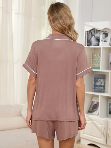 Image of Womens Pajama Sets Short Sleeve Sleepwear Soft Button Down Nightwear Lounge Pj Set XS-XXL