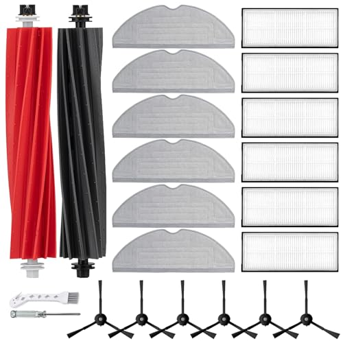 APZOVO Accessori Kit Ricambi per Roborock S8 /S8+ /S8 Plus Aspirapolvere, 2 Spazzola Principale in Gomma, 6 HEPA Filtro, 6 Panno, 6 Spazzola Laterale