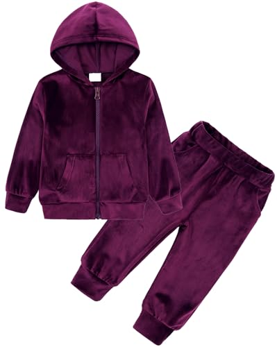 SEAUR Girls Casual Velour Tracksuit Velvet Sweatsuit Zip Up Hoodie and Jogger Set 2 Piece Athletic Outfits