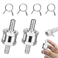 2 Stück Kraftstoff Rückschlagventil, 8mm Aluminium Ventil Rückschlagventil, Benzinhahn 8mm, für Öl und Wasser, Benzin, DieBsel, Auto, Boot, Motorrad, Vergaser, Niederdruck-Systeme