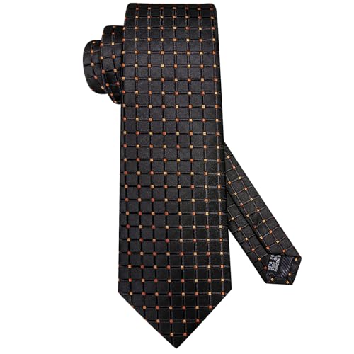 Image of Hi-Tie Men Ties Sets Silk Stripe Paisley Necktie Pocket Square Cufflinks for Business Wedding