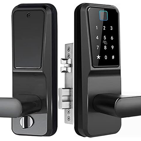 Fingerprint Door Lock,Keyless Entry Keypad Door Lock,Smart Door Lock,Passcode Digital Biometric Code Door Lock with Handle/WiFi Remotly/Large Touch Screen,Electronic Auto Door Lock,for 35-65MM Doors Cover