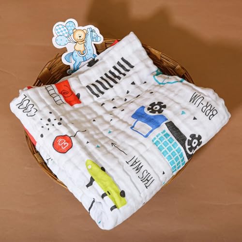 Image of SMILE BABY 100% Organic Cotton 6-Layer Muslin Baby Blanket (100x110 cm) is Super Soft, Breathable, and Gentle on Baby's Skin. Perfect for Comfort, Warmth, and Everyday use. Includes 1 Blanket