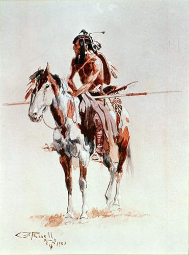Lienzo Arte Pintura un Sioux Charles Russell Reproducción Artística Texturizada 60x90