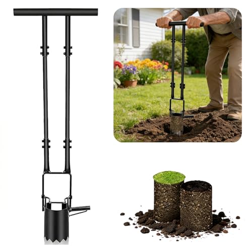 eupdd Plantoir à Bulbes Professionnel 1 Pièce, Outil de Plantation à Bulbes avec Manche Long et Dégagement Automatique du Sol, Plantoir Jardinage pour Tulipes, Jonquilles, Iris, Jardin et Pelouse
