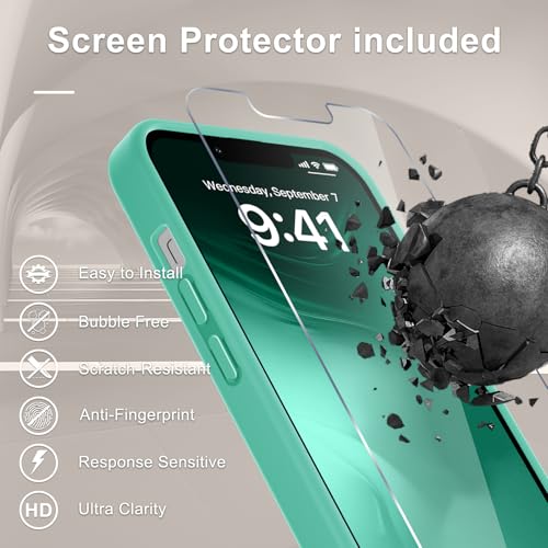 Image of YENAPOON for iPhone 13 Pro Max Case, Matte Magnetic Phone Cover [with 1 Screen Protector] [Support for MagSafe] [Shockproof Military Grade Protection] Translucent Frosted Back, Teal