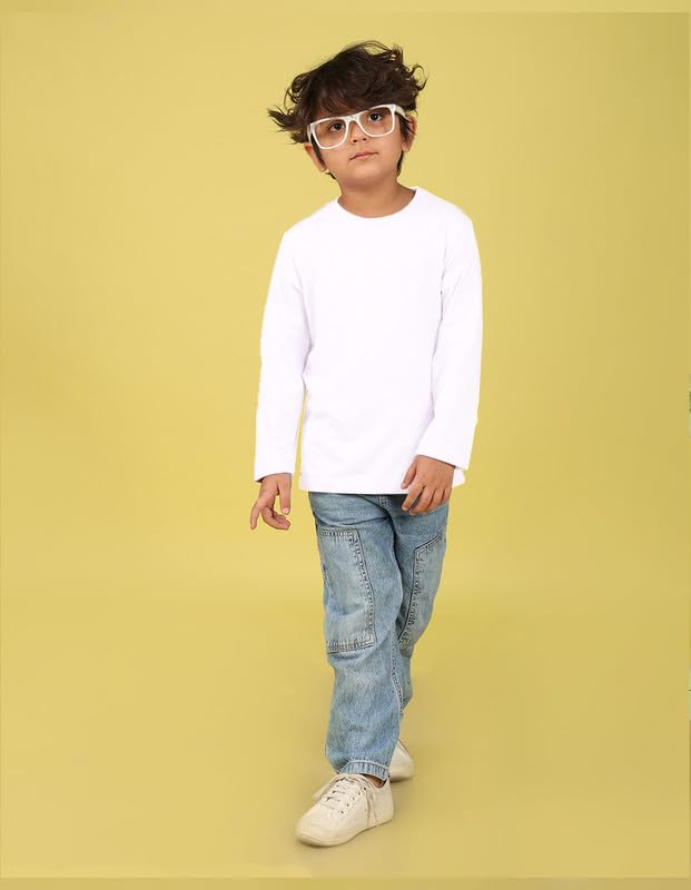 Image of Nusyl Boys Solid Cotton Blend Tshirts - Soft & Comfortable Full-Sleeves T-Shirts | Casual Wear for Kids & Teen Boys | Full Sleeves T-Shirts |- NUBCTSF001-PO2-1
