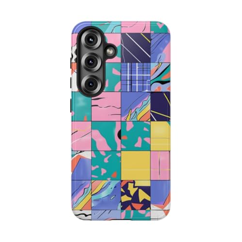 Coque Samsung S25 rose rigide brillante à motif géométrique abstrait