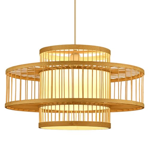 CHUERAK Lampadario Cinese In Bambù Intrecciato Illuminazione A Sospensione In Rattan Intrecciato Lanterna Con Luci A Forma Di Cesto Appeso In Stile Bohémien Apparecchi Di Illuminazione Regolabili