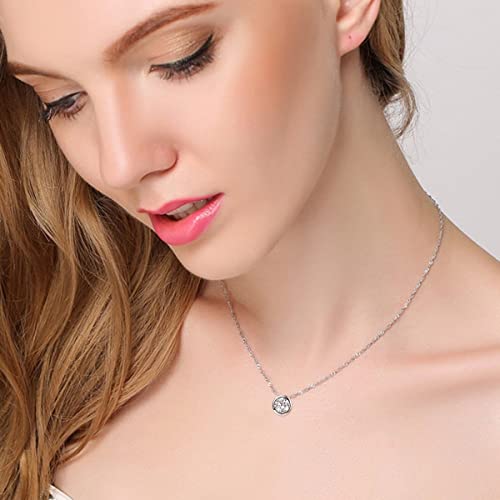 EVER FAITH Women's Sterling Silver Clear Cubic Zirconia Bezel Setting Daily Pendant Choker Necklace2