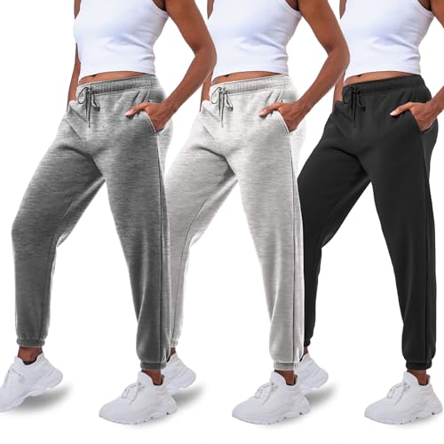 Common Stitch 3 Pack Sweatpants Women, Cozy Womens Sweatpants, Fleece