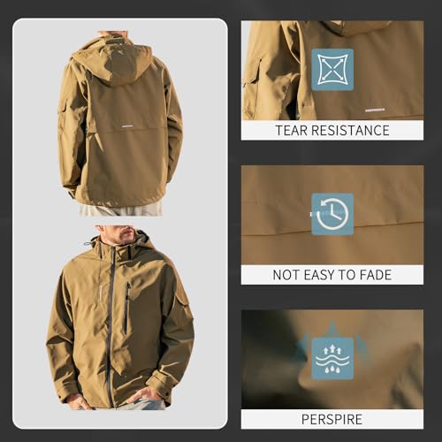 Image of Men'S Hooded Jacket 2024 New Outdoor Workwear Jacket Spring And Autumn Men'S Windproof Sports Top