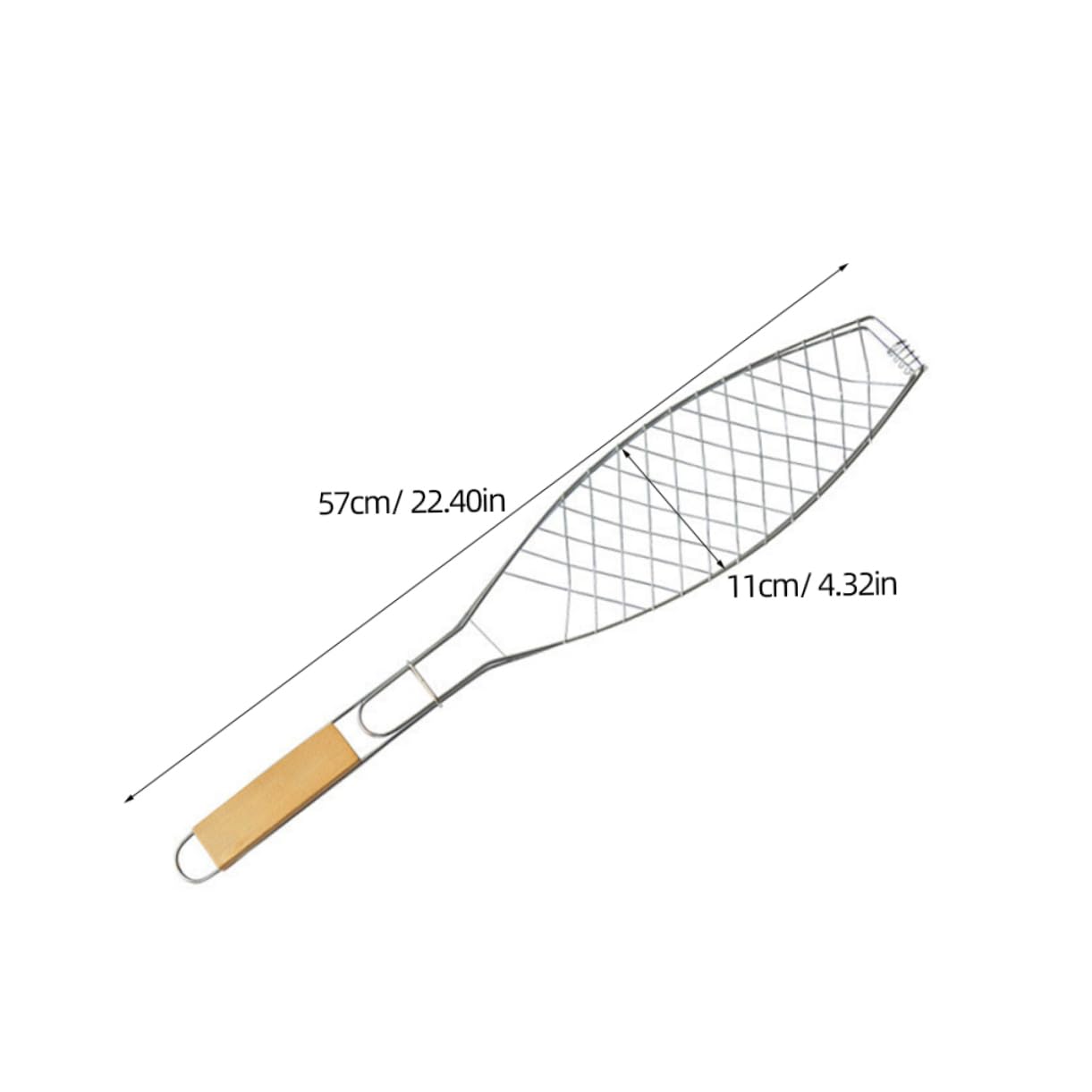 Balacoo Wooden Handle Bbq Fish Grilling Basket Food Grade Wire Design for Outdoor Picnics and Barbecues Prevents Fish Loss with Non Stick Coating Durable and Heat Resistant