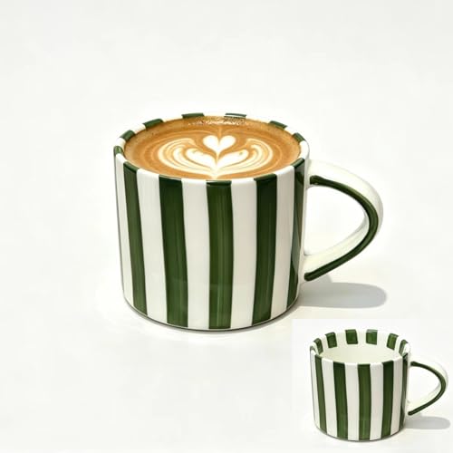 Taza de cerámica para café de 8 oz con diseño a rayas miniatura 1