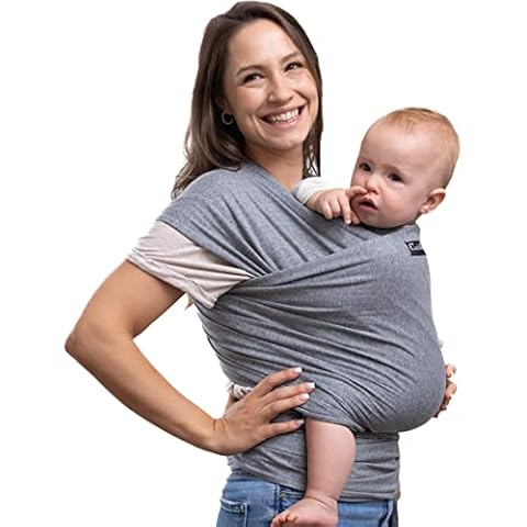 CuddleBug Baby Wrap - Hands-Free Baby Carrier Wrap - Soft & Stretchy Baby Wraps Carrier - Baby Carrier Newborn to Toddler 7-35 lbs - One-Size-Fits-All Baby Holder Wrap - Hip-Healthy Wrap (Gray) Cover