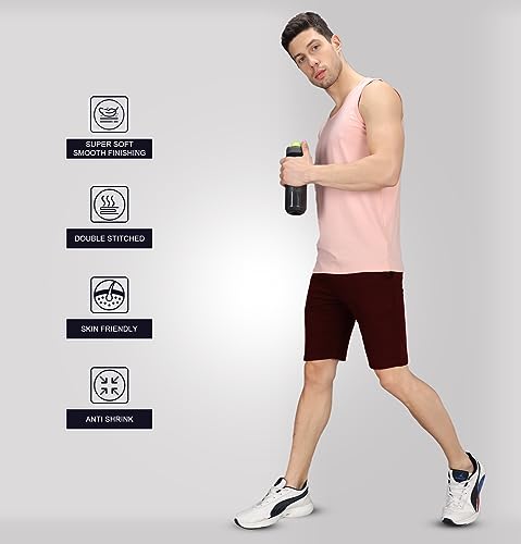 Image of Sleepynuts Regular Fit Terry Cotton Plain Shorts for Men