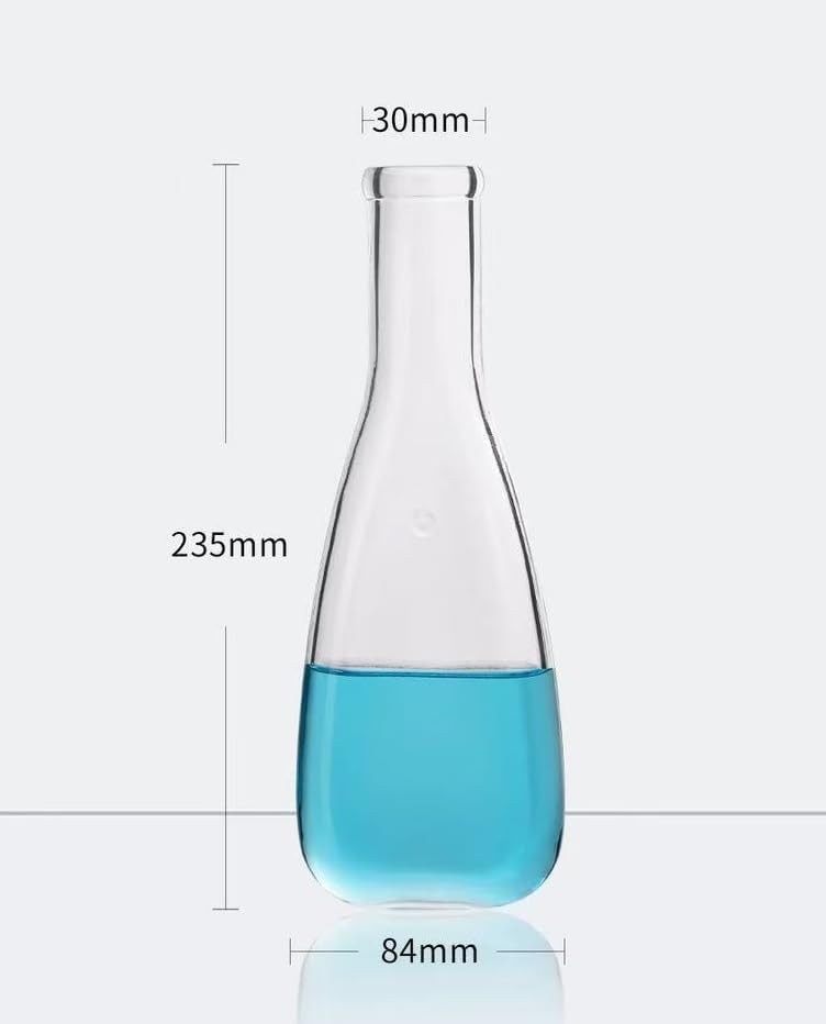Matraz de vidrio de alto contenido en borosilicato Frascos de cultivo de vidrio en forma de berenjena 250 mL 500 mL Laboratorio(250ml)