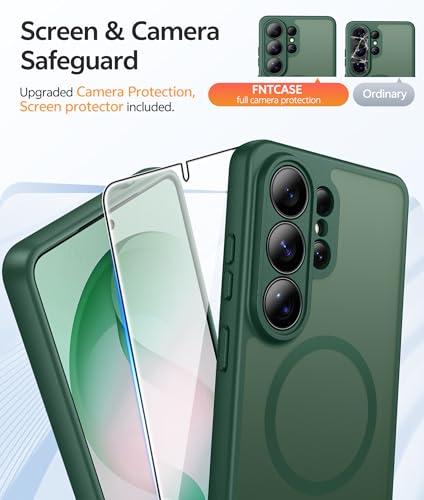 Image of FNTCASE for Samsung Galaxy S26-Ultra Case: [Fit for Magsafe] [Full Camera Protection] Translucent Matte Cases with [Screen Protector] Military Grade Shockproof Protective Phone Cover - Green