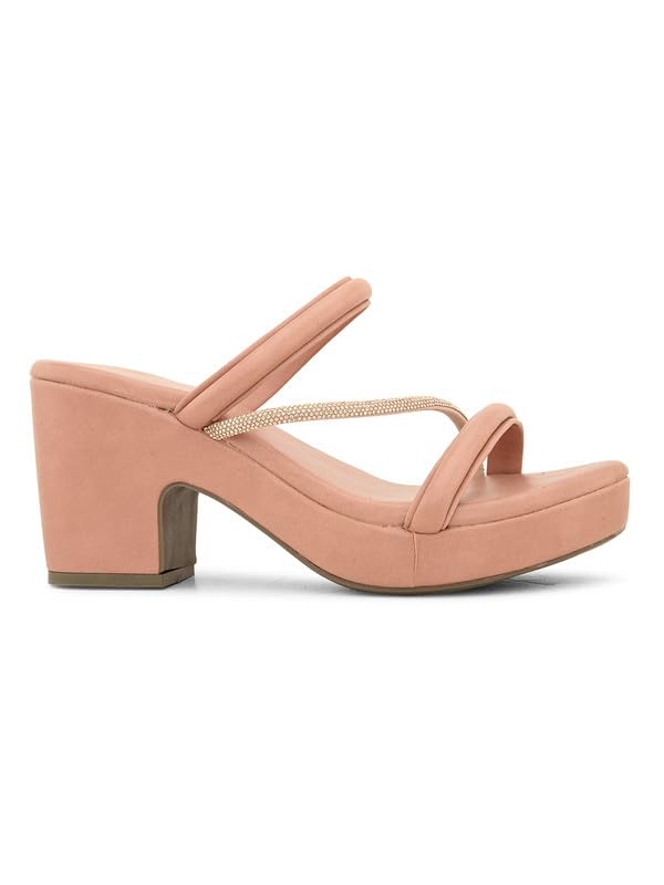 Image of XE Looks Fashion Sandals | Faux Leather Stylish and Comfortable Block Heel With Ankle Straps | For Wedding Occasion| For Women & Girls
