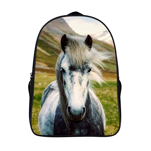 Sac d'école unisexe avec motif 3D cool de cheval sac décontracté pour ados