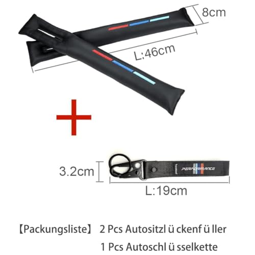 Kunstleder Autositz-Lückenfüller, Abstandshalter, Universal Sitzlückenfüller Stopfen für PKW, SUV, LKW (2 Pcs Lückenfüller für Autositze und 1Pcs Autoschlüsselkette)