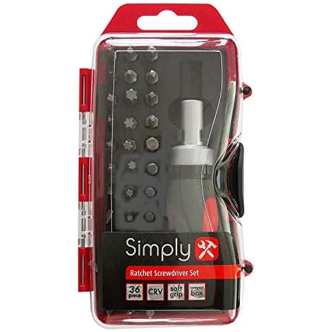 Simply Tools BSCR01 36 in 1 Precision Ratchet Screwdriver Set, Variety Range and Value added Storage Multi-functional Tool , Black Cover