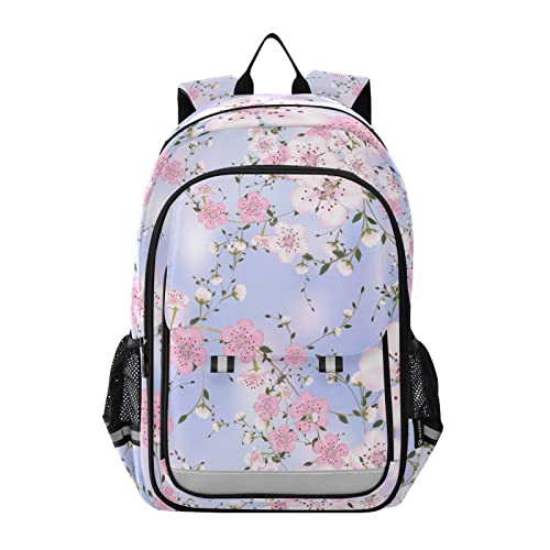 ALAZA Pink Cherry Blossom Sakura Flower Floral Laptop Backpack Purse for Women Men Travel Bag Casual Daypack with Compartment & Multiple Pockets