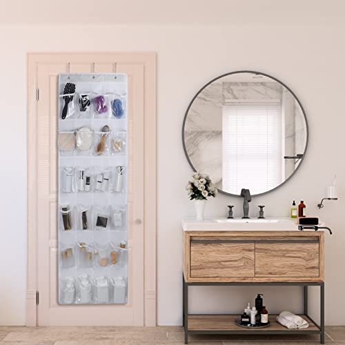 Exyglo 2 Pack Over The Door Shoe Organizer, 24 Clear Pockets Hanging Shoes Rack For Closet Door Storage, 58.28" X 17.72" (White) #TOP6