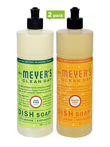Mrs. Meyer's Clean Day Holiday Collection Liquid Dish Soap, Iowa Pine & Orange Clove, 16oz, 2pk