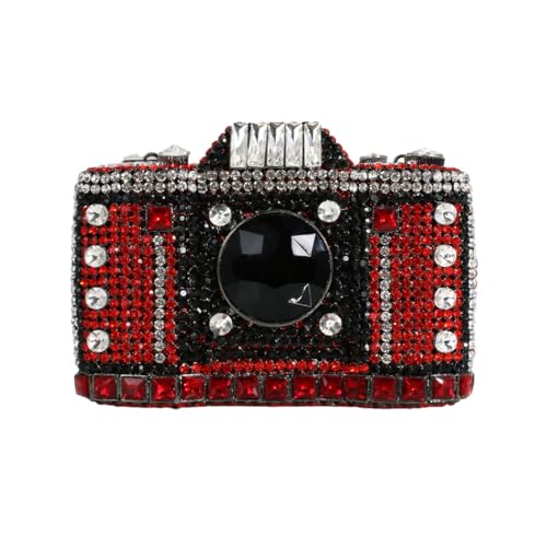 Image of UMREN Novelty Crystal Camera Shaped Clutch Purse for Women Sparkly Rhinestones Evening Clutch Bag Glitter Bridal Prom Handbag