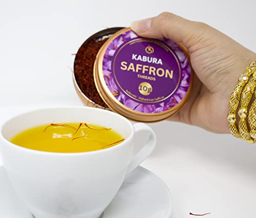 10 Grams Kabura Saffron, Authentic Saffron Threads, Premium All-Red Saffron, Grade A+ Best Color, Spice For Tea, Rice, Milk, Soups, Chicken, Curry, Dessert, Paella Super Negin #TOP1