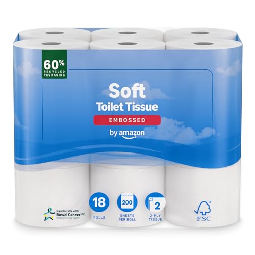by Amazon Soft Toilet Tissue 2-Ply 18 Rolls (Pack of 1) 200 Sheets per Roll FSC Certified