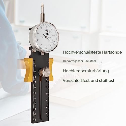 Tischkreissäge Messuhr Verstellbar für Tischkreissägen und Bandsägen Präzise Kalibrierung Edelstahl Schwarz 130-220mm