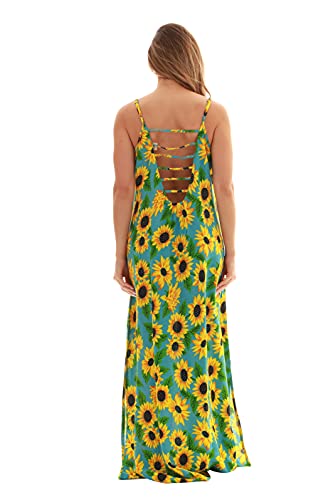 Image of Riviera Sun Women's Tie Dye Maxi Dress, Spaghetti Strap Open-Back Sundress and Beach Cover Up