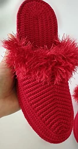 Image of Eyelash Fun Fur Yarn Premium 100% Polyester 164 Yds (150 Mt), 3.53 Oz (100 Gr) Colorful Crochet Yarn Dıy Hand Knitting. (Red, 3 Skein)
