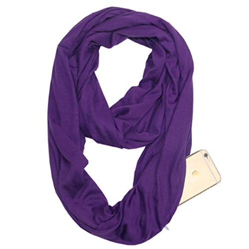 MeiPing Bufanda Infinity con 1 bolsillos con cremallera - Bufandas secretas de viaje ocultas para niñas, mujeres, hombres