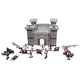Medieval Castle Toys, DIY Self Assembled Castle Model Set with Toy Soldier, Knights Game Soldiers Model Building Playset, Develop Imagination Color Matching Ability Educational Game(Size:Type 1)