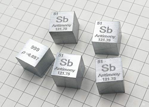 YVZOTCK 10 mm Cubo Metal Antimonio 99,9% Alta Pureza Cubo Antimonio Metal Tallado Elemento Periódico Tabla Cubo Cover