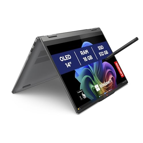 Lenovo IdeaPad 5 (2 in 1) AI Notebook Copilot+ PC 14', Display Touch WUXGA (1920x1200), Snapdragon X Plus, 16GB RAM, 512GB SSD, Sensore impronta, Windows 11, Digital Pen inclusa - Luna Grey