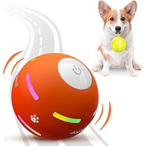 PetDroid Interactive Dog Toys Dog Ball,[2025 Newly Upgraded] Durable Motion Activated Automatic Rolling Ball Toys for/Small/Medium/Large Dogs,USB Rechargeable (Orange)
