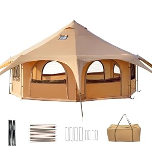 Bell Tent with Stove Jack, 6-10 Person 4 Season Glamping Tent