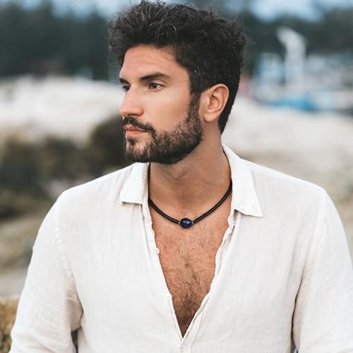 TIYO Mens Necklace Black Pearl Pendant Men’s Beaded Necklace for Men Jewelry Beach Surfer Necklaces for Fathers, Boyfriend, Husbands Gifts3