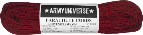 Army Universe Burgundy Nylon Paracord 550 lbs Type III 7 Strand USA Made Utility Cord Rope 100 Feet