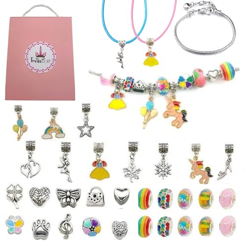 Kit pulseira fabricação de pulseira com berloques - Lindo conjunto de joia, presente para meninas, a